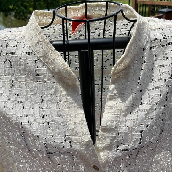 Hearts Of Palm Women's Ivory Golden Lace Blouse Sheer Size 14 - Picture 2 of 8
